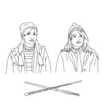 Coloriage Luna Lovegood et Cho Chang et leurs baguettes