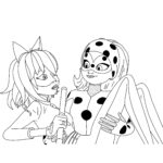 Coloriage Miraculous Scarabella et Blaqueminette (kitty noire)