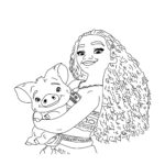 Coloriage Vaiana et Pua