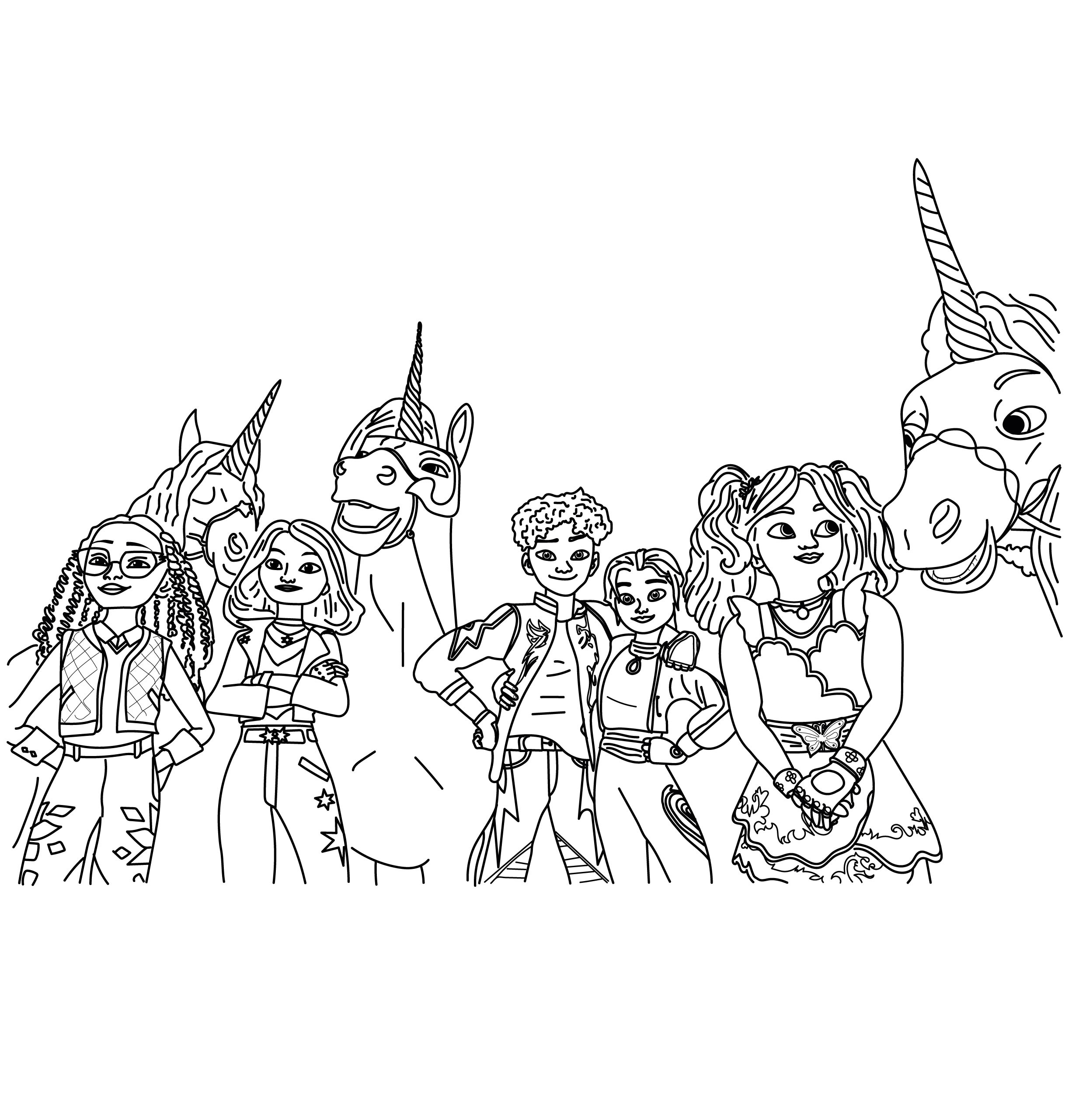 unicorn academy - l'école des licornes - The team coloring page