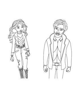 Sophia Mendoza and her father Miles Mendoza from Unicorn Academy coloring page