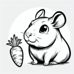 Coloring page of a cavy, gentle companion sniffing a carrot