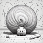 Coloring page of a little rodent, fluffy friend running in circles