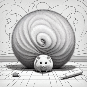 Coloring page of a little rodent, fluffy friend running in circles