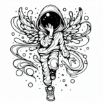 Coloring page of a manga character, dancer blowing a kiss