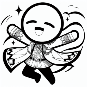 Coloring page of a manga character, leader twirling