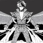 Coloring page of a manga character, performer posing on stage