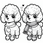 Coloring page of a Poodle dog, brave protector posing for a photo