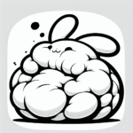 Coloring page of a smoosh squishy animal, chubby bunny rolling around