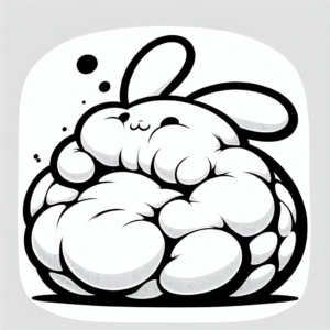 Coloring page of a smoosh squishy animal, chubby bunny rolling around
