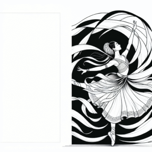 Coloring page of a traditional performer, ballet performer jumping mid-air