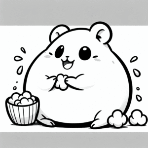 Coloring page of a cavy, playful pet popcorning happily