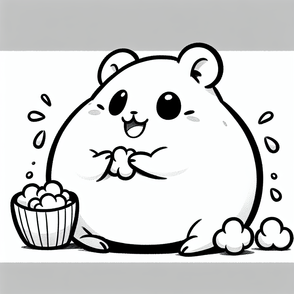 Coloring page of a cavy, playful pet popcorning happily