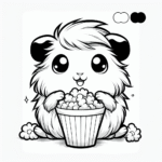 Coloring page of a cavy, snuggly buddy popcorning happily