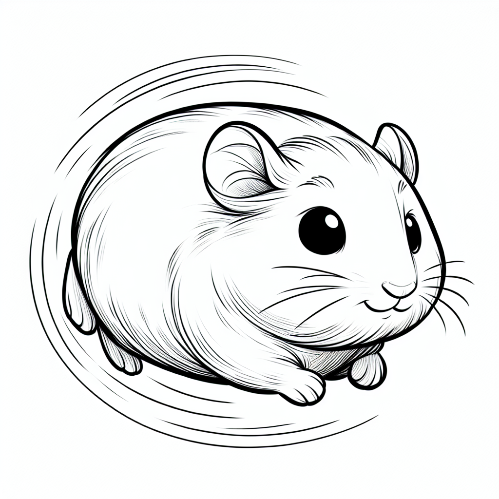 Coloring page of a cavy, snuggly buddy running in circles