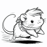 Coloring page of a cavy, tiny explorer running in circles
