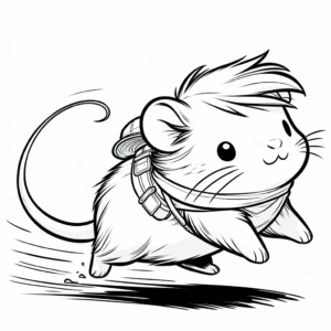 Coloring page of a cavy, tiny explorer running in circles