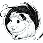 Coloring page of a guinea pig, snuggly buddy running in circles