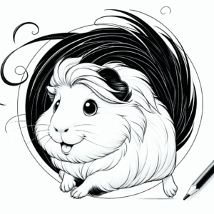 Coloring page of a guinea pig, snuggly buddy running in circles