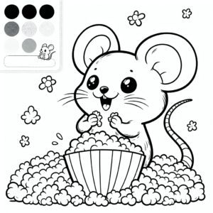 Coloring page of a little rodent, curious critter popcorning happily