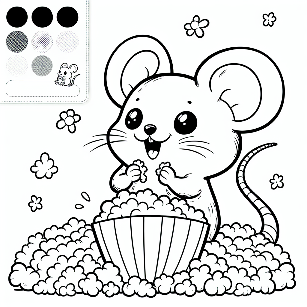 Coloring page of a little rodent, curious critter popcorning happily