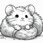 Coloring page of a little rodent, snuggly buddy lying on its back