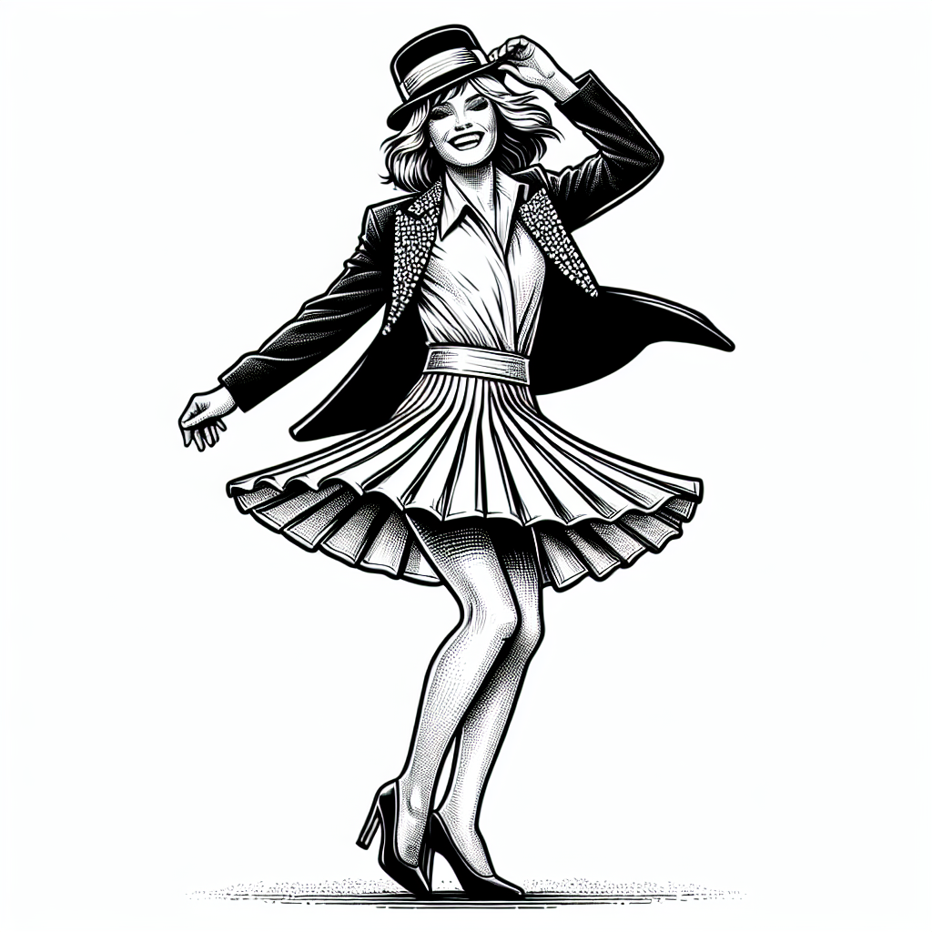 Coloring page of a manga character, entertainer twirling