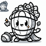 Coloring page of a cornucopia character, harvest helper sharing a meal