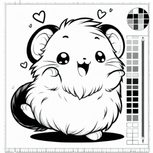 Coloring page of a little rodent, gentle companion popcorning happily