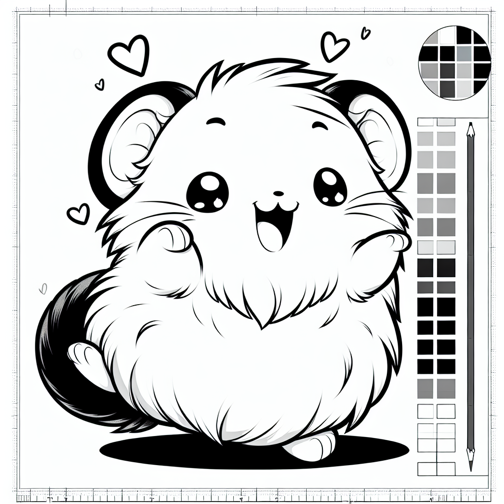 Coloring page of a little rodent, gentle companion popcorning happily
