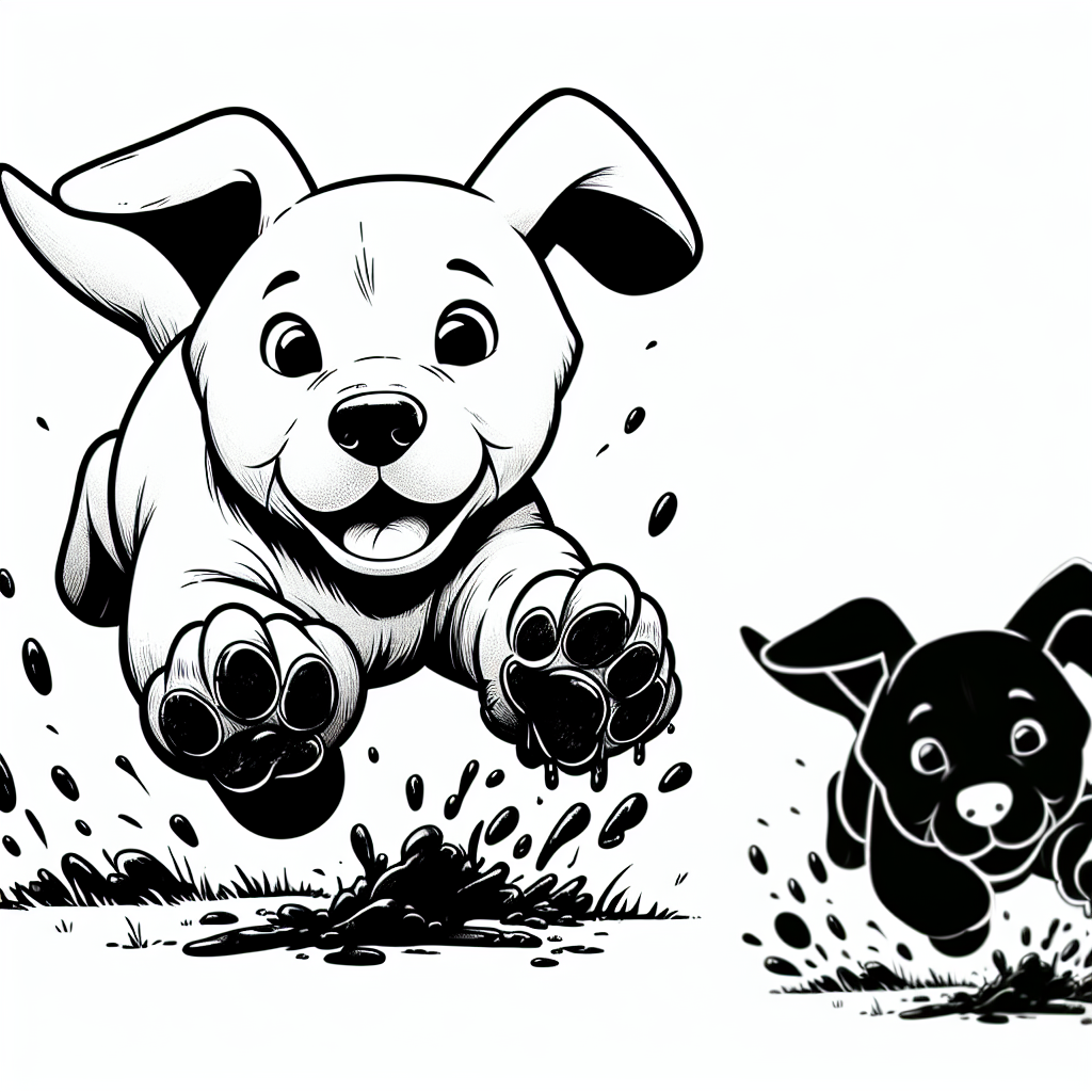 Coloring page of a Labrador Retriever dog, energetic pup running in a park