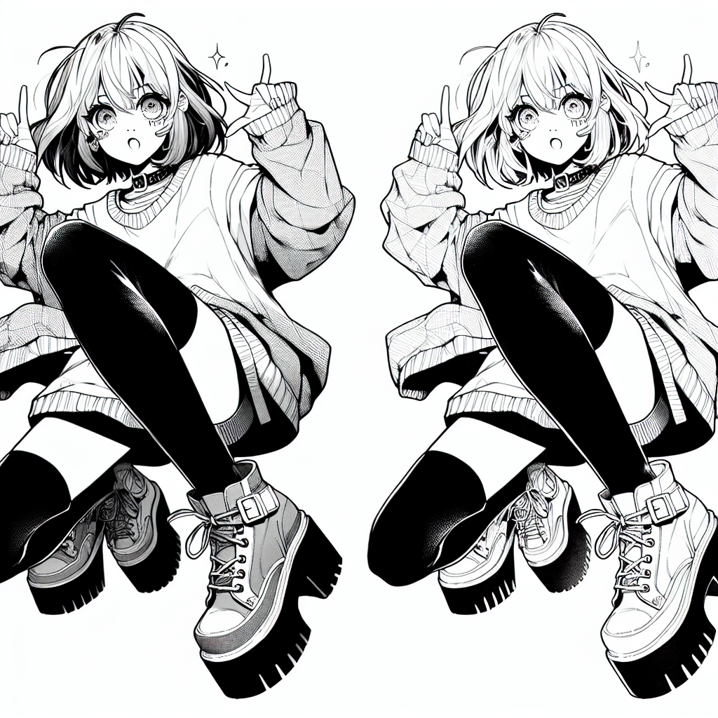 Coloring page of a manga character, idol kneeling dramatically