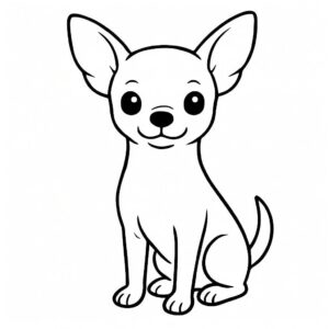 Coloring page of a Chihuahua dog, loyal companion posing for a photo