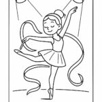 Page à colorier d&rsquo;une danseuse de festival, artiste de ballet s&rsquo;étirant