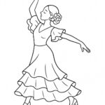 Page de coloriage d&rsquo;une danseuse de festival, danseuse contemporaine s&rsquo;étirant