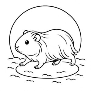 Coloring page of a guinea pig, curious critter running in circles