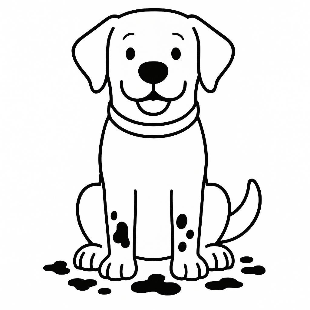 Coloring page of a Labrador Retriever dog, loyal companion posing for a photo