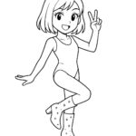Page à colorier d’un personnage de manga, danseur souriant et faisant le signe de la paix
