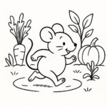Page de coloriage d&rsquo;un petit rongeur, minuscule explorateur courant en cercle