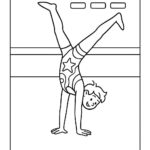 Page à colorier d&rsquo;un acrobate faisant le poirier