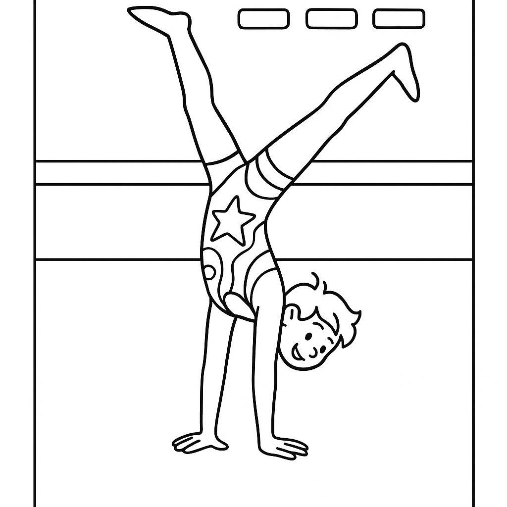 Coloring page of a acrobat performer, acrobat performing a handstand