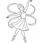 Page à colorier d&rsquo;une danseuse, interprète de ballet tournant avec grâce