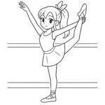 Page à colorier d&rsquo;une danseuse de festival, danseuse de hip-hop s&rsquo;étirant