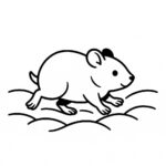 Page à colorier d&rsquo;un petit rongeur, doux compagnon courant en cercles
