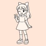 Page de coloriage d&rsquo;un personnage de manga, célébrité faisant un clin d&rsquo;œil taquin