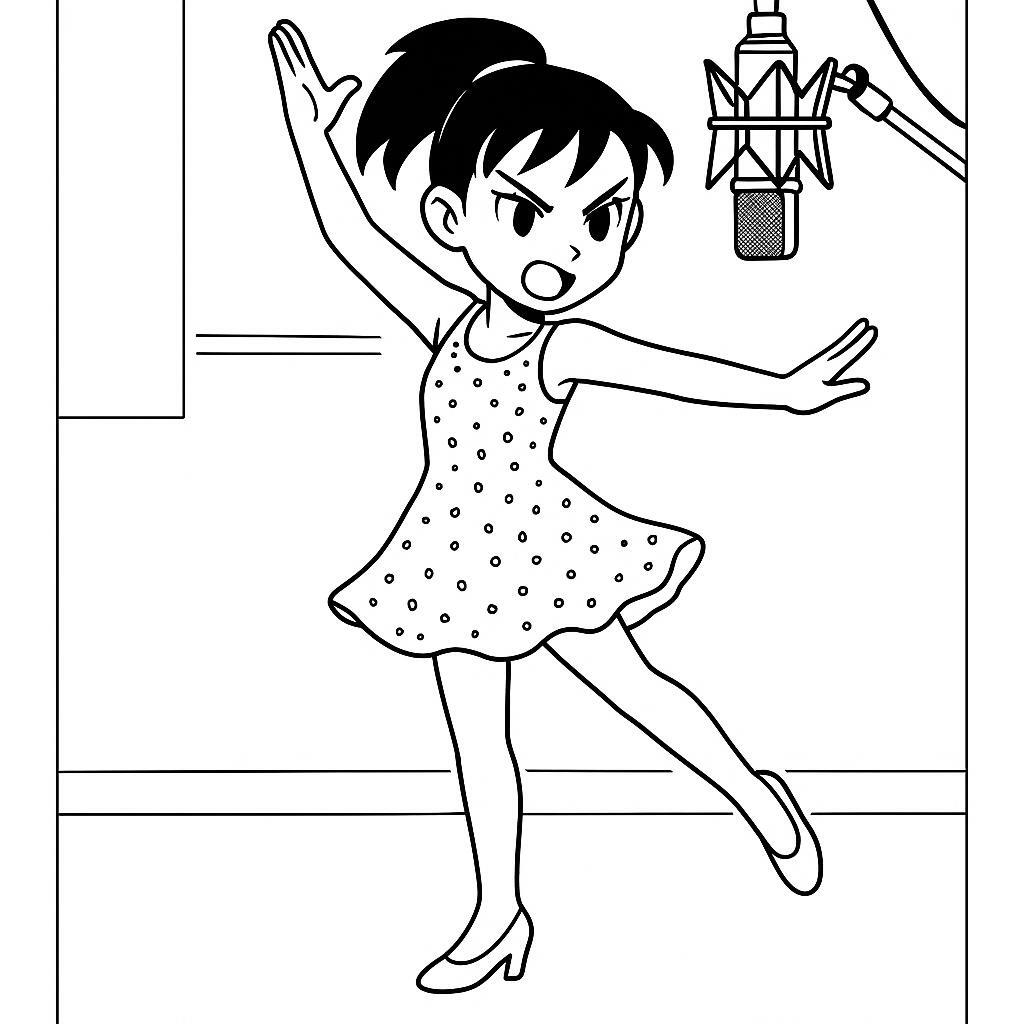 Coloring page of a manga character, leader twirling