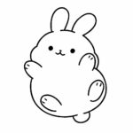 Page à colorier d&rsquo;un animal smoosh squishy, lapin dodu qui roule