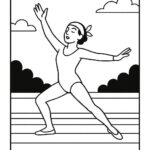 Coloring page of a traditional performer, traditional folk dancer striking a dramatic pose