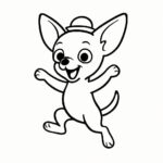 Page à colorier d’un chien Chihuahua, protecteur courageux sautant d’excitation