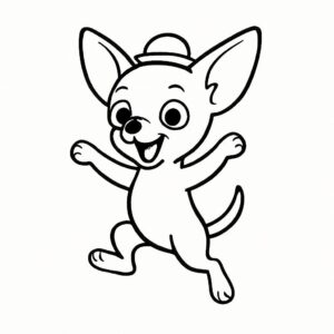 Coloring page of a Chihuahua dog, brave protector jumping in excitement